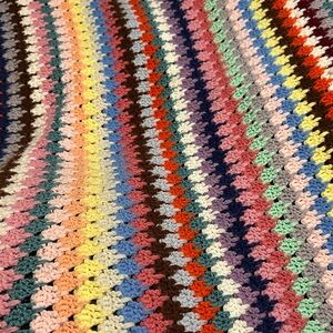 Vintage Colorful Crochet Blanket